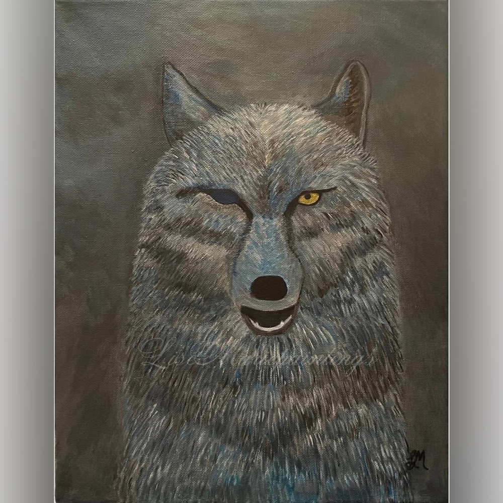 Gray Wolf Painting on Canvas Art